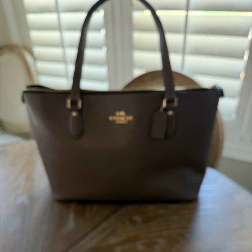 Coach Taupe Crossgrain leather and coated canvas with Double Handles